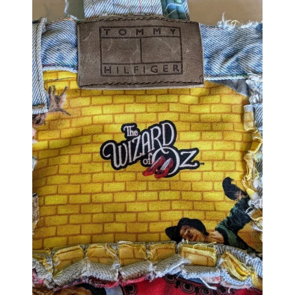 Upcycled Denim Tote Bag Wizard Of Oz Patchwork Tommy Hilfiger Handmade Jeans - Picture 2 of 14